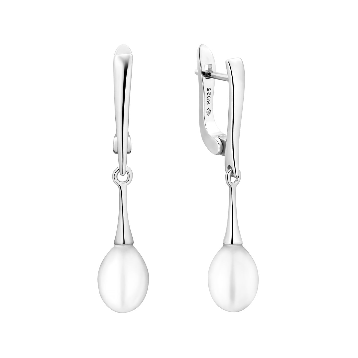 Dangling Silver Pearl Earrings