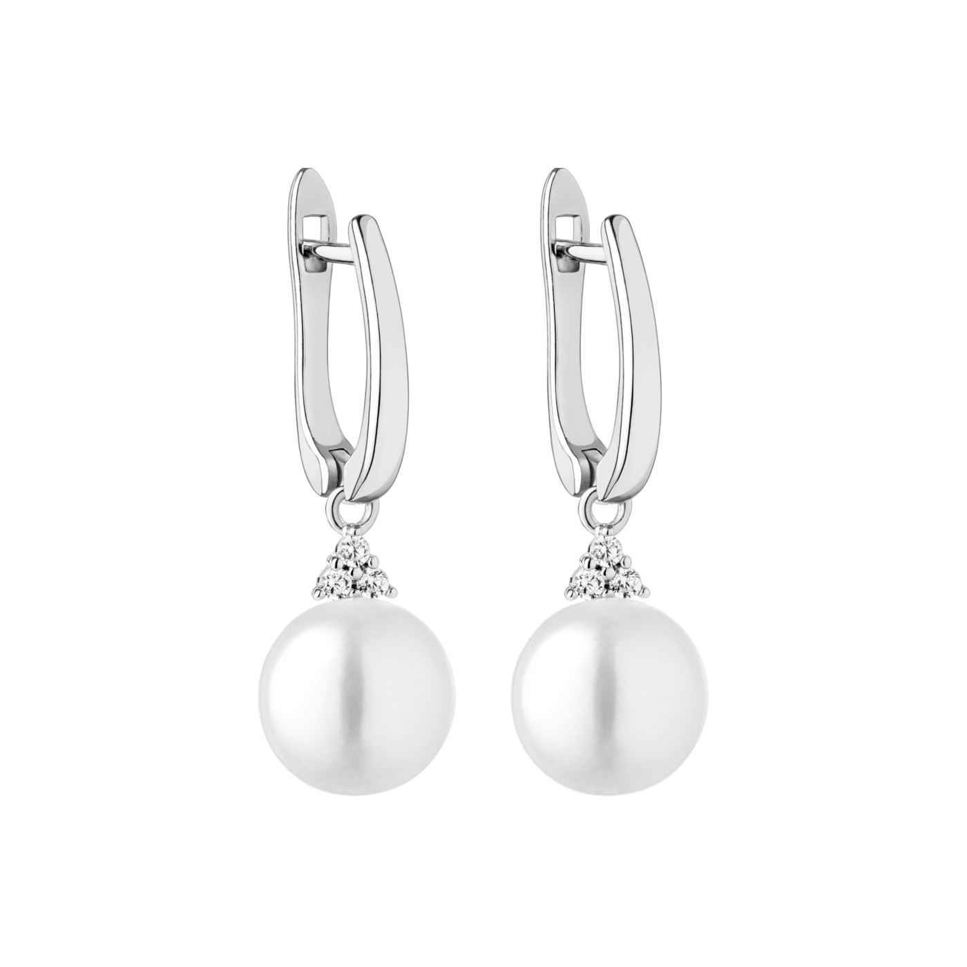 Silver Pearl and Cubic Zirconia Earrings