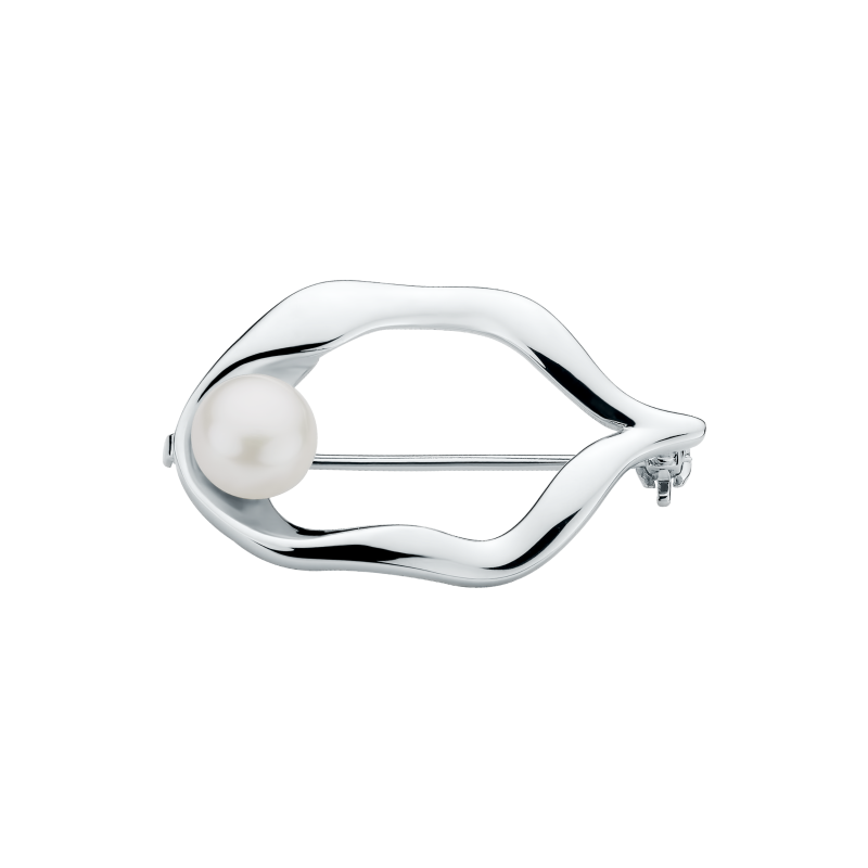 Silver Pearl Brooch