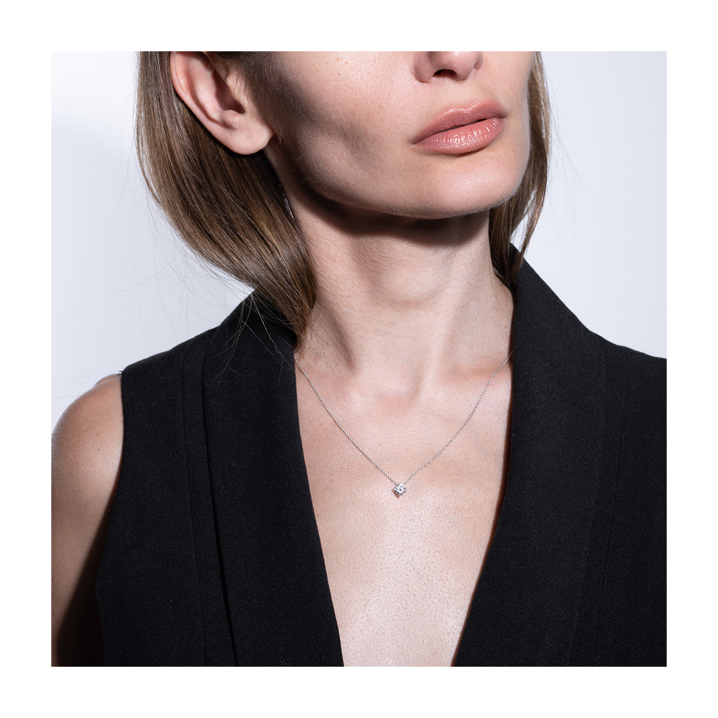 Diamond 0,47 ct Necklace - white 14K gold