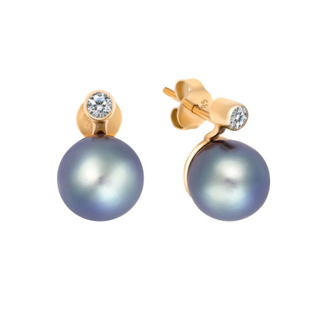 Pearl and Diamonds Gold Earrings