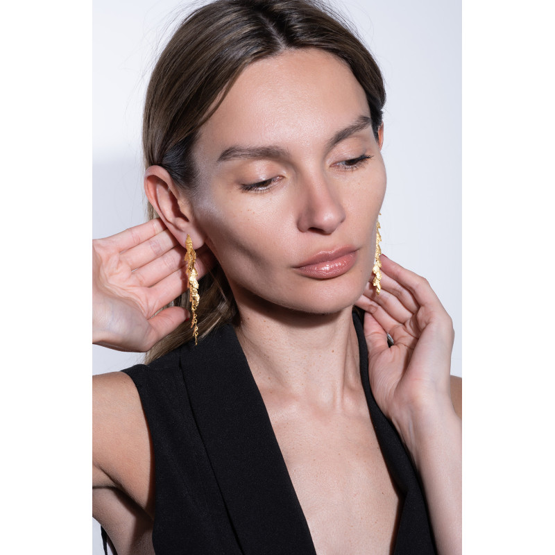 Fresco Long Silver Earrings - Maciej Rozenberg- 8 cm