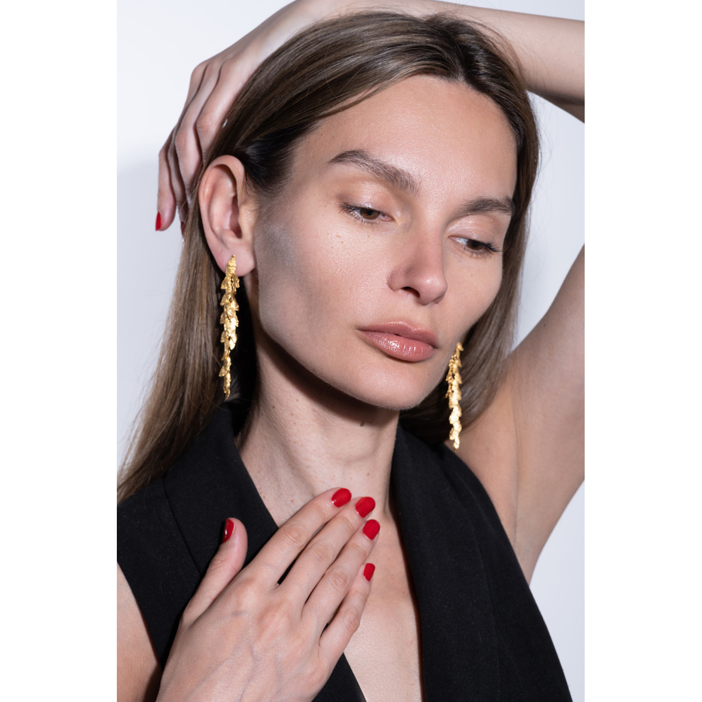 Fresco Long Silver Earrings - Maciej Rozenberg- 8 cm