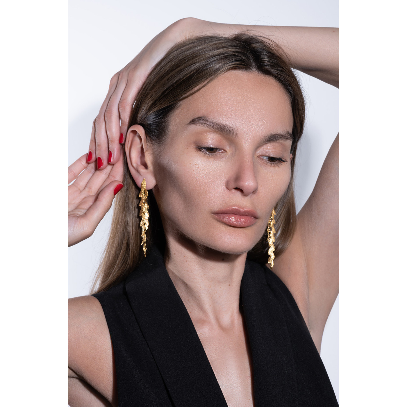 Fresco Long Silver Earrings - Maciej Rozenberg- 8 cm