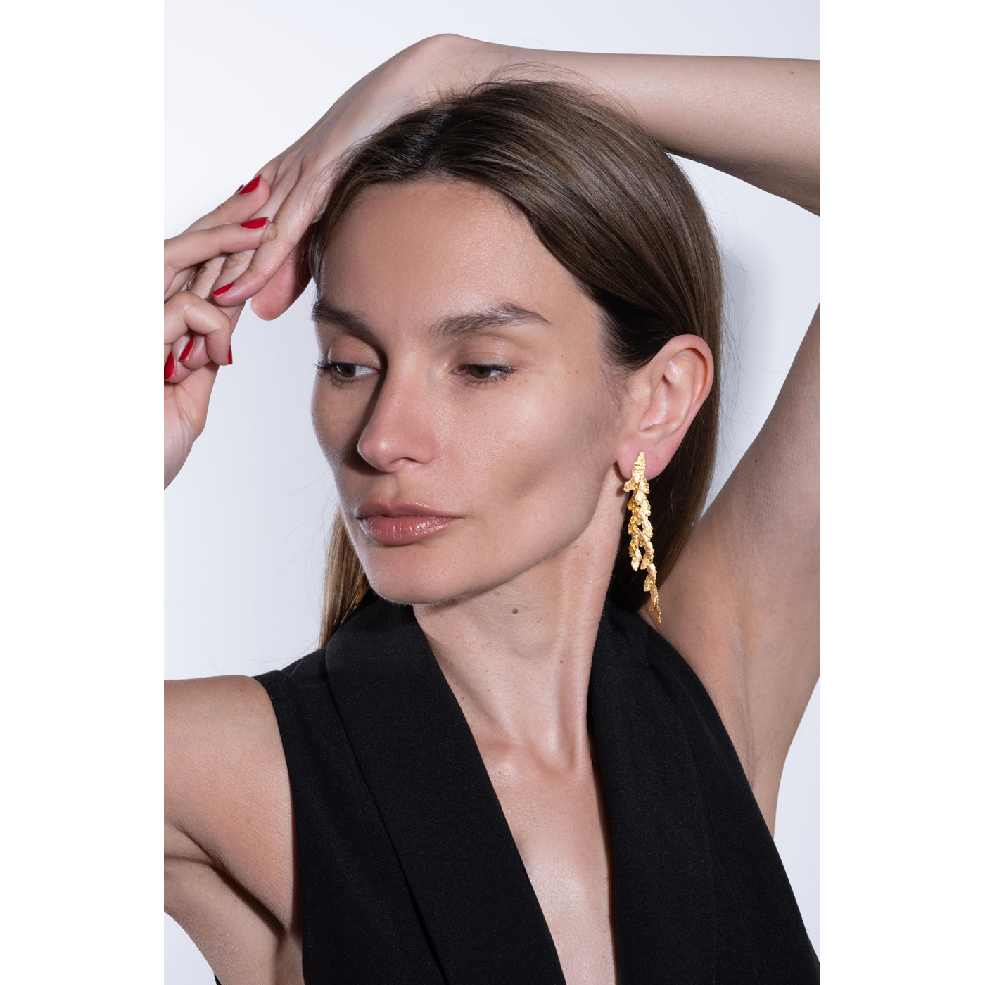 Fresco Long Silver Earrings - Maciej Rozenberg- 8 cm