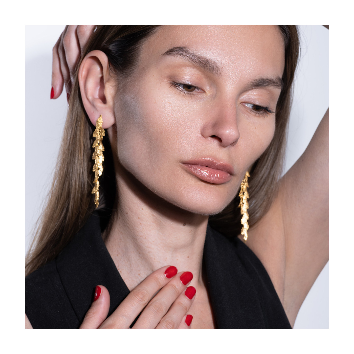 Fresco Long Silver Earrings - Maciej Rozenberg- 8 cm