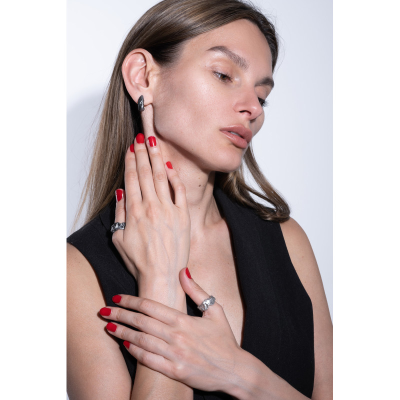 HIMEROS Black Silver Earrings Maciej Rozenberg