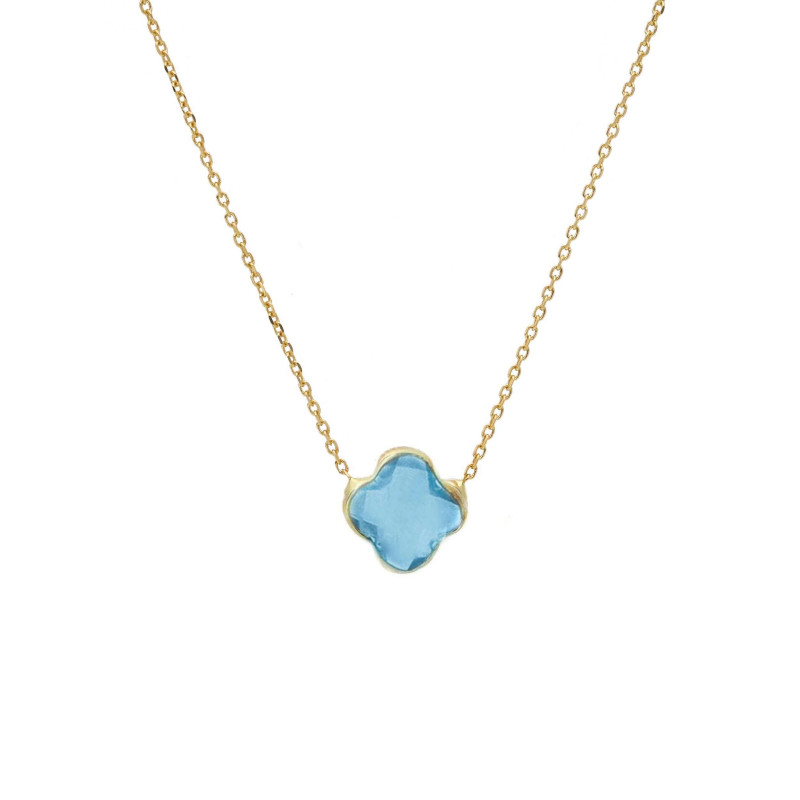 Gold 585 necklace with blue topaz