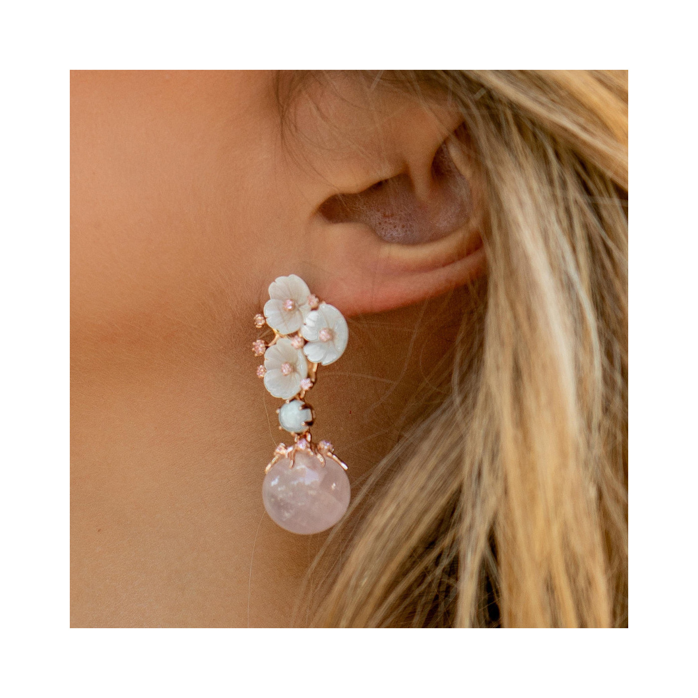 Rose Gold Vermeil & Rose Quartz Earrings