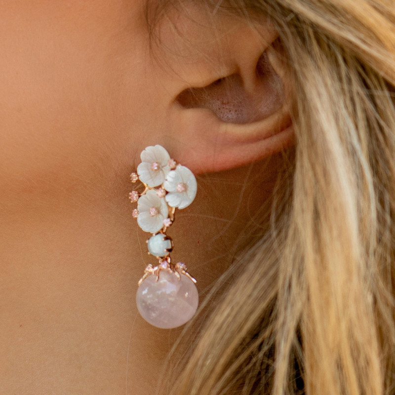 Rose Gold Vermeil & Rose Quartz Earrings