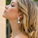 Natural Silver & Aquamarine Flowers Earrings