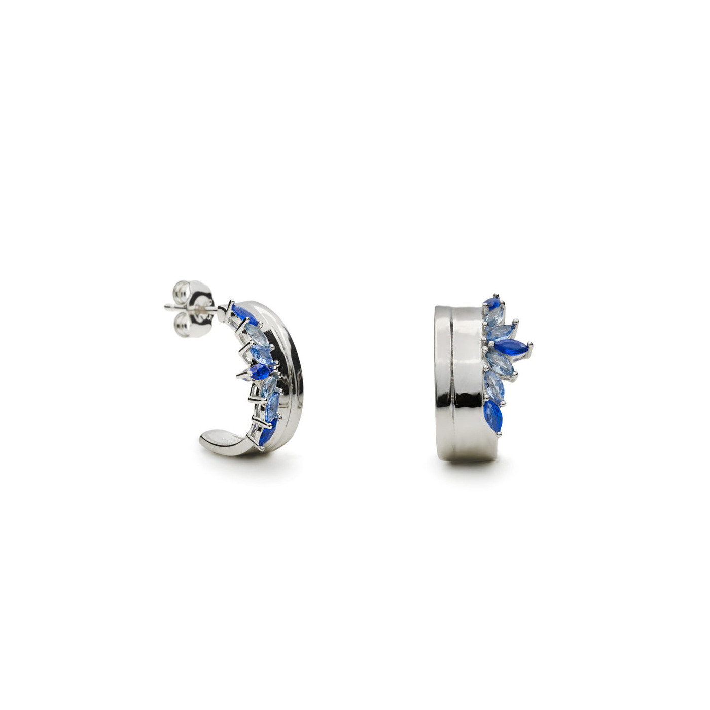 Silver Earrings with blue gemstones