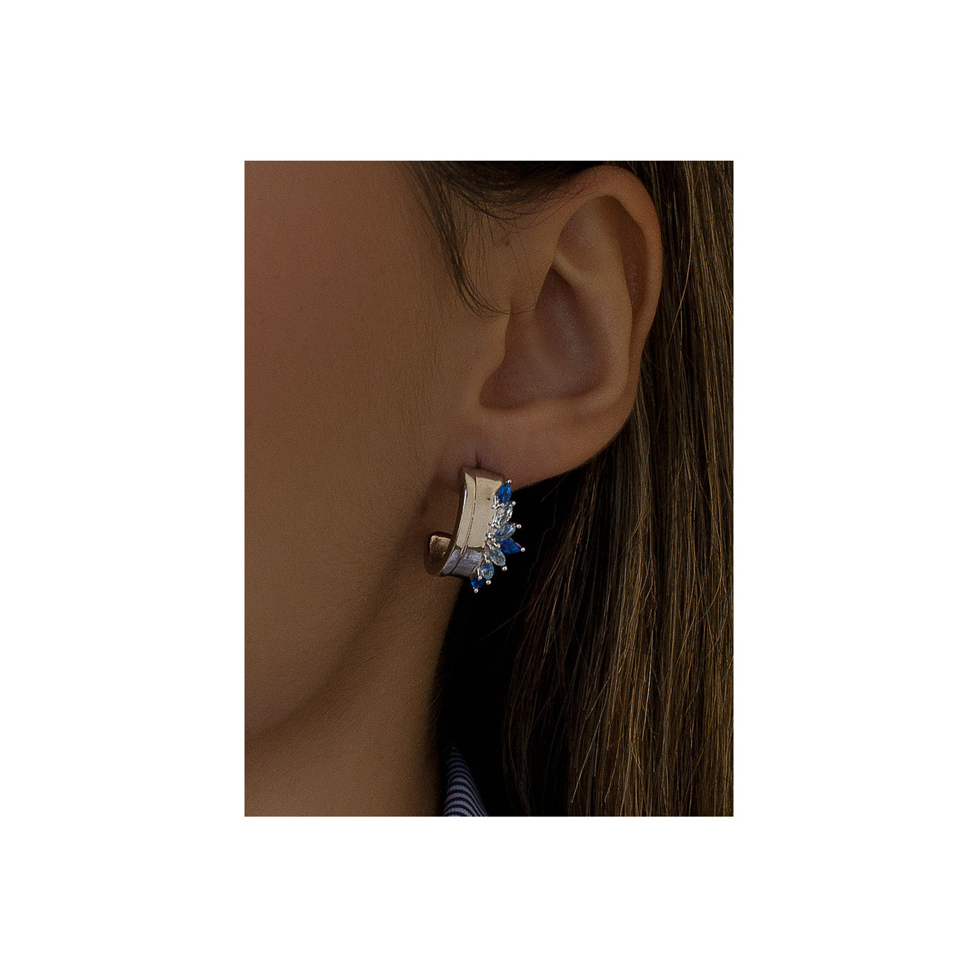 Silver Earrings with blue gemstones