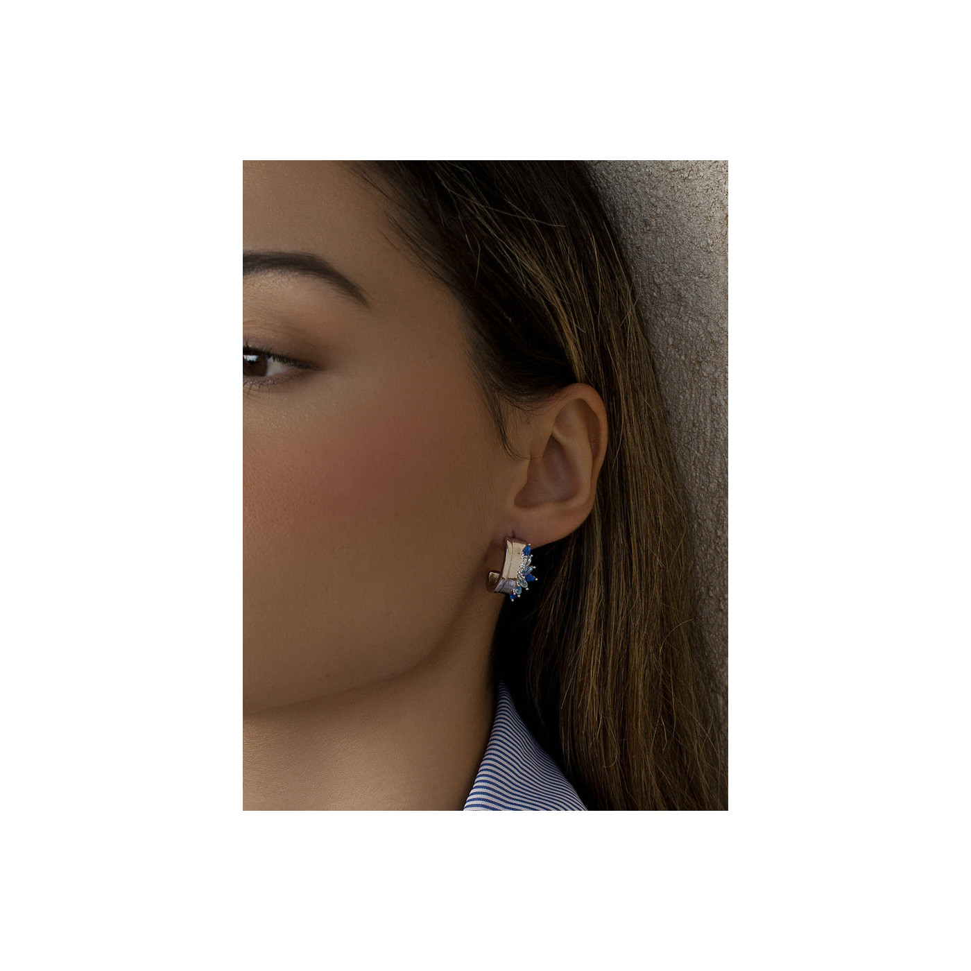 Silver Earrings with blue gemstones