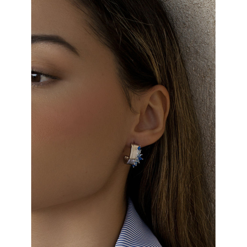 Silver Earrings with blue gemstones