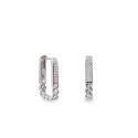 Rectangular silver earrings with zirconia and chain design