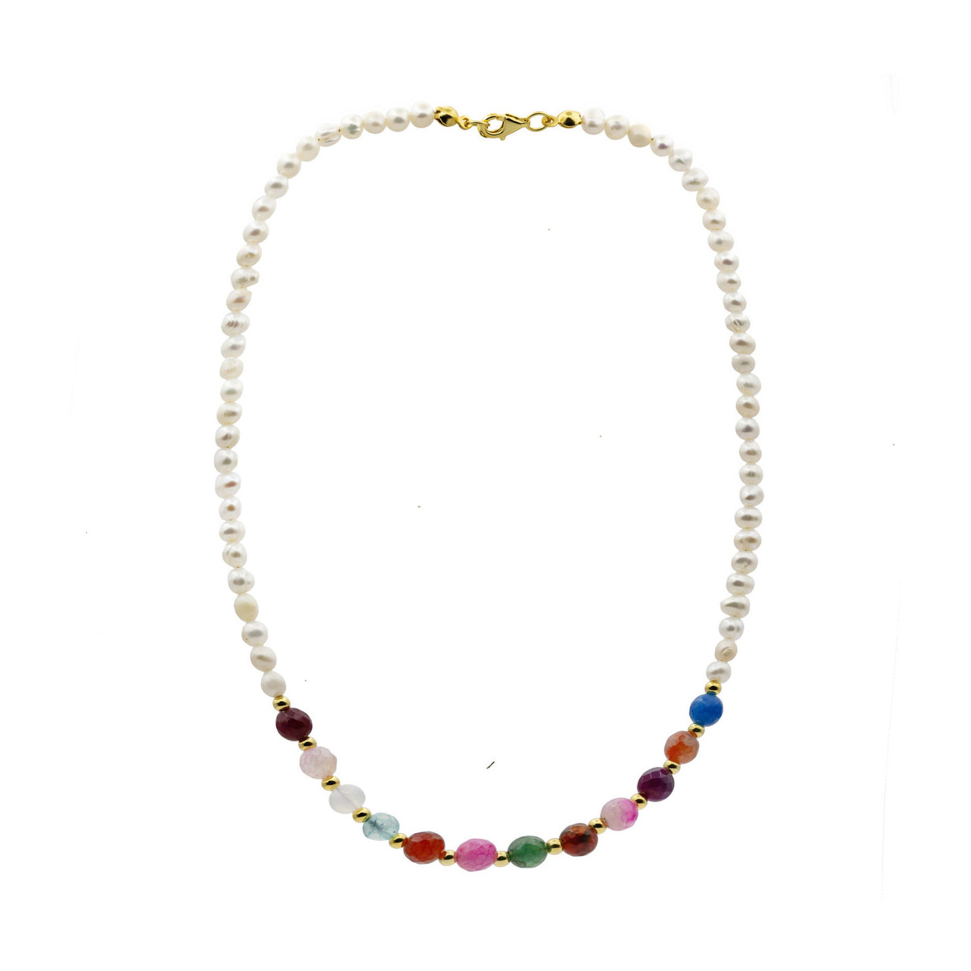 Pearls neckalce with natural gemstones