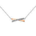 Silver necklace with gold accents and sparkling cubic zirconia