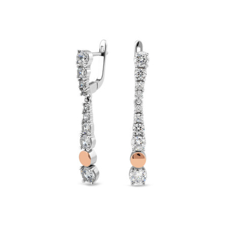 Long earrings with sparkling cubic zirconia and gold 375