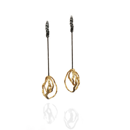 Cocoon Long Silver Earrings Maciej Rozenberg