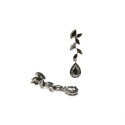 Black Silver Earrings Leaf & TearDrop 6