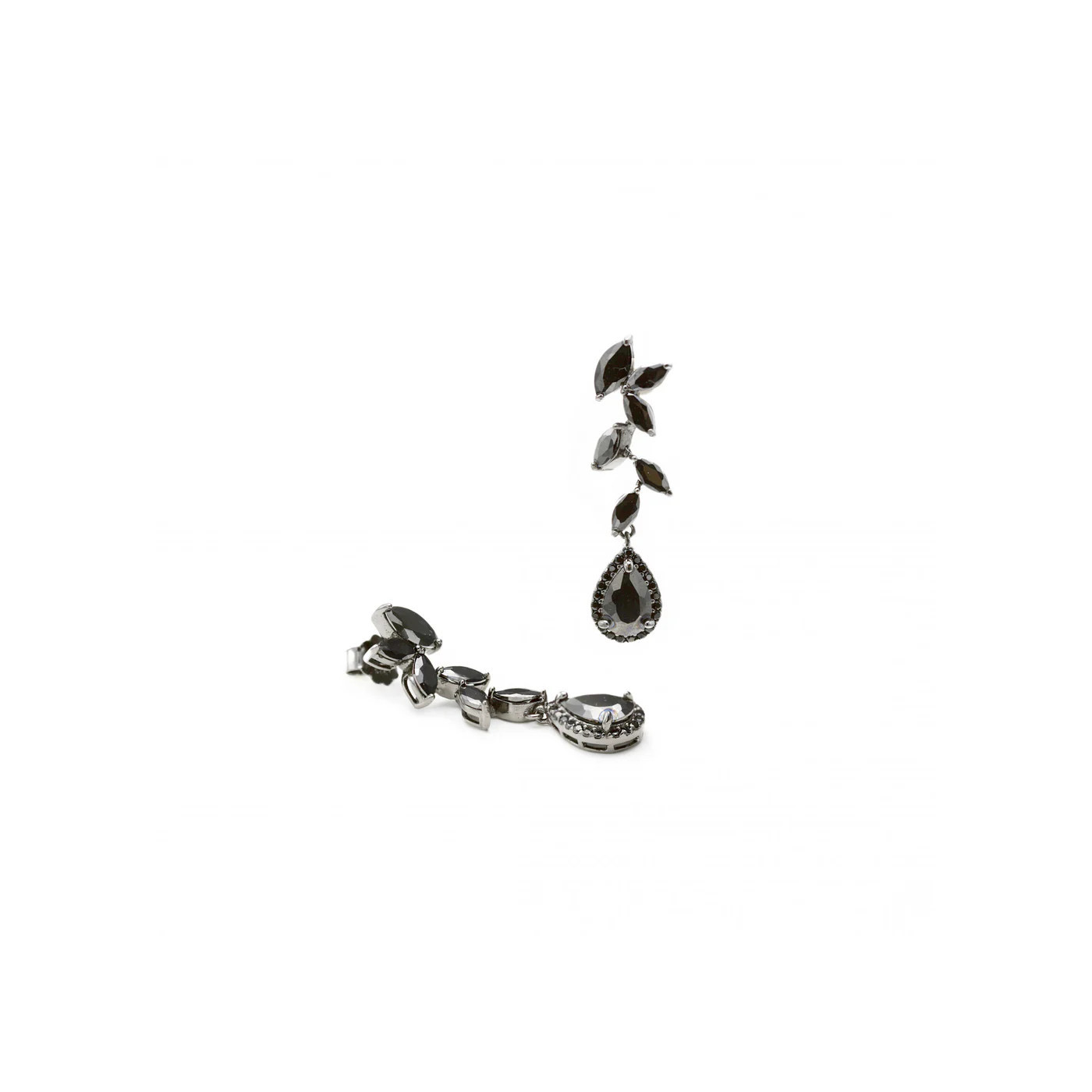 Black Silver Earrings Leaf & TearDrop 6