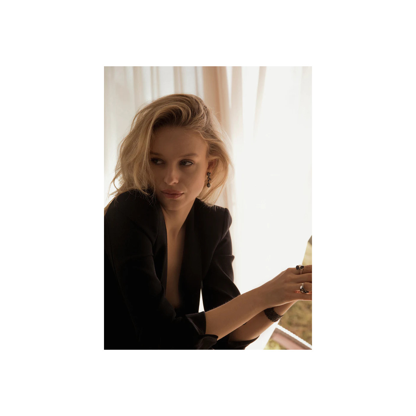 Black Silver Earrings Leaf & TearDrop 6