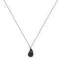 Silver necklace with a black teardrop pendant