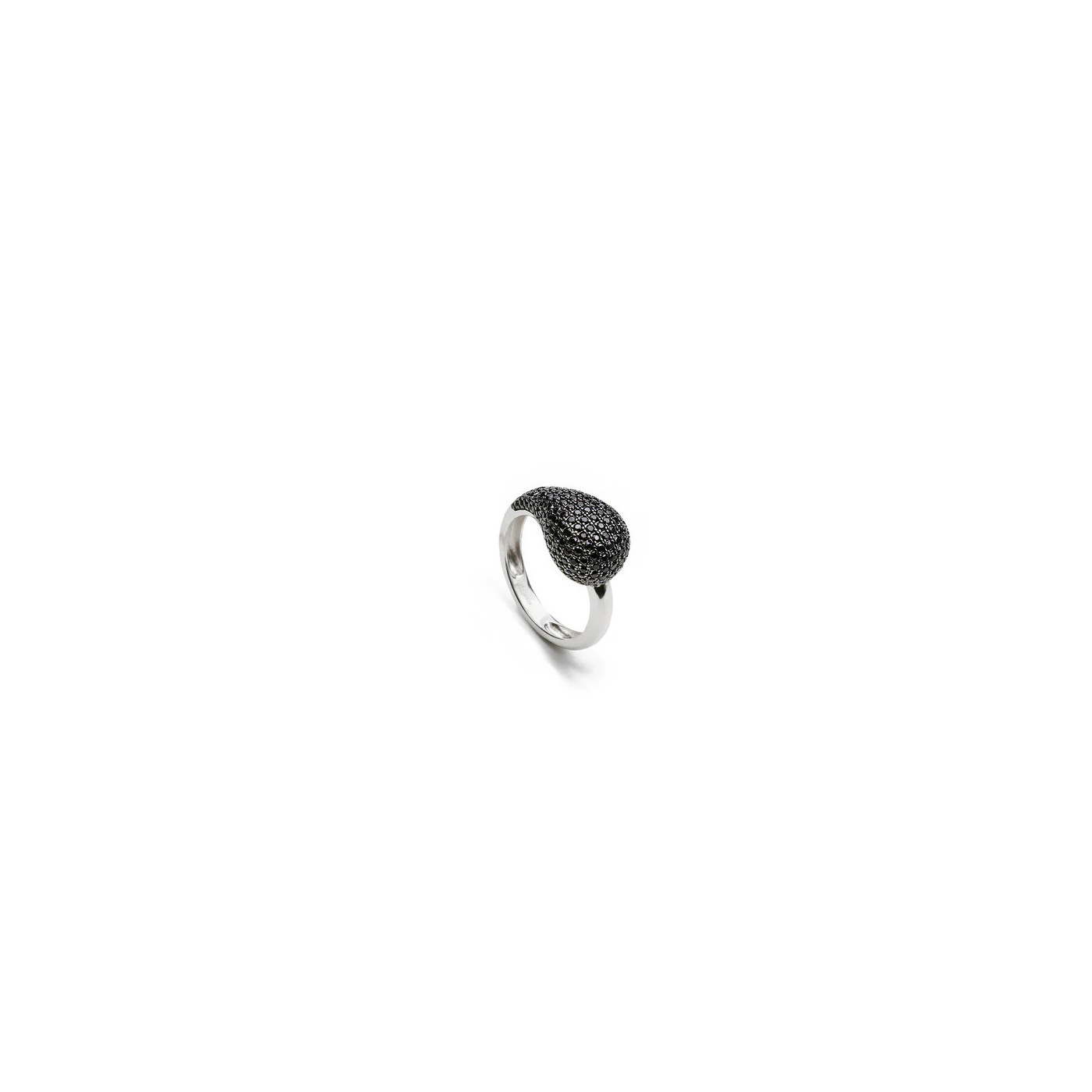 Teardrop-shaped Ring with black zirconia
