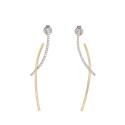 Linear  Silver Earrings with Zirconia