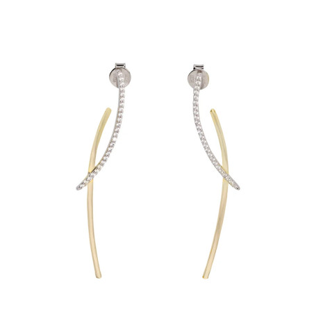 Linear  Silver Earrings with Zirconia