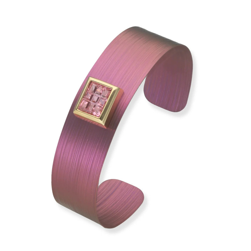 Tytanowa bransoletka z kamieniami i srebrnym elementem