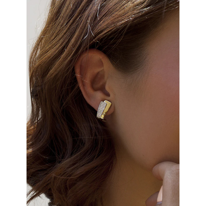 Bicolor geometric silver earrings with gold-plated detail Bicolor geometric silver earrings with gold-plated detail