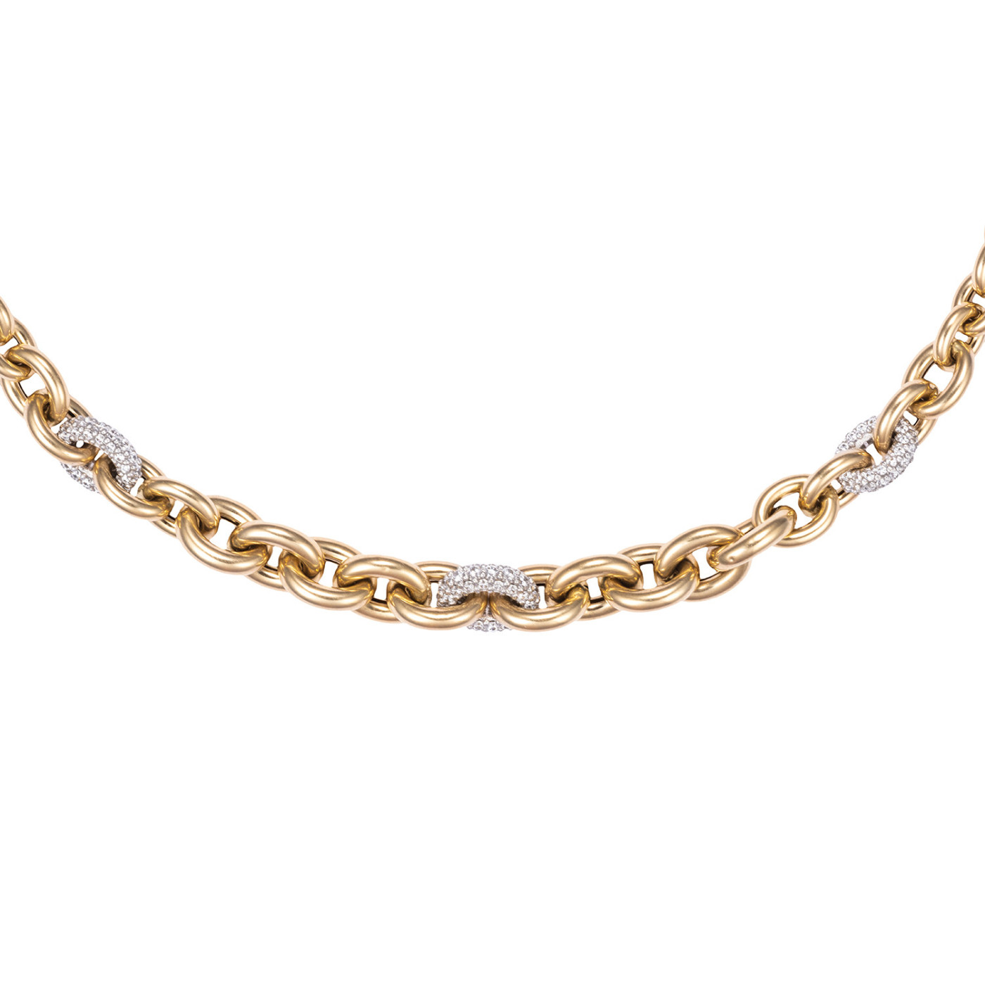 585 Gold Necklace with Zirconia-Embellished White Gold Elements 585 Gold Necklace with Zirconia-Embellished White Gold Elements