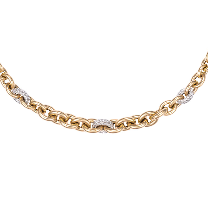 585 Gold Necklace with Zirconia-Embellished White Gold Elements 585 Gold Necklace with Zirconia-Embellished White Gold Elements