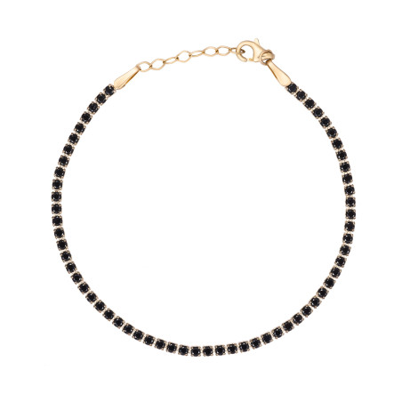 Gold bracelet with black zirconia stones