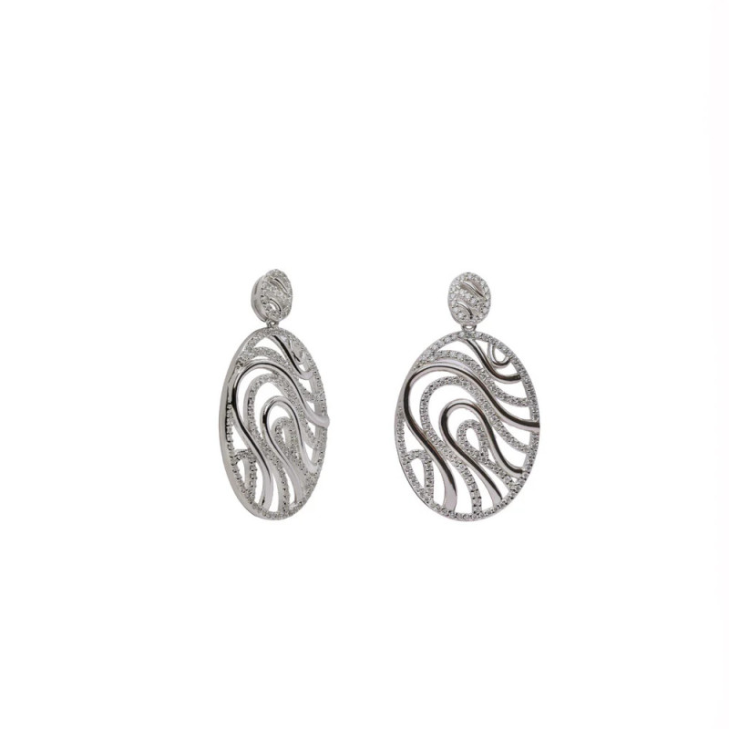 Silver oval earrings