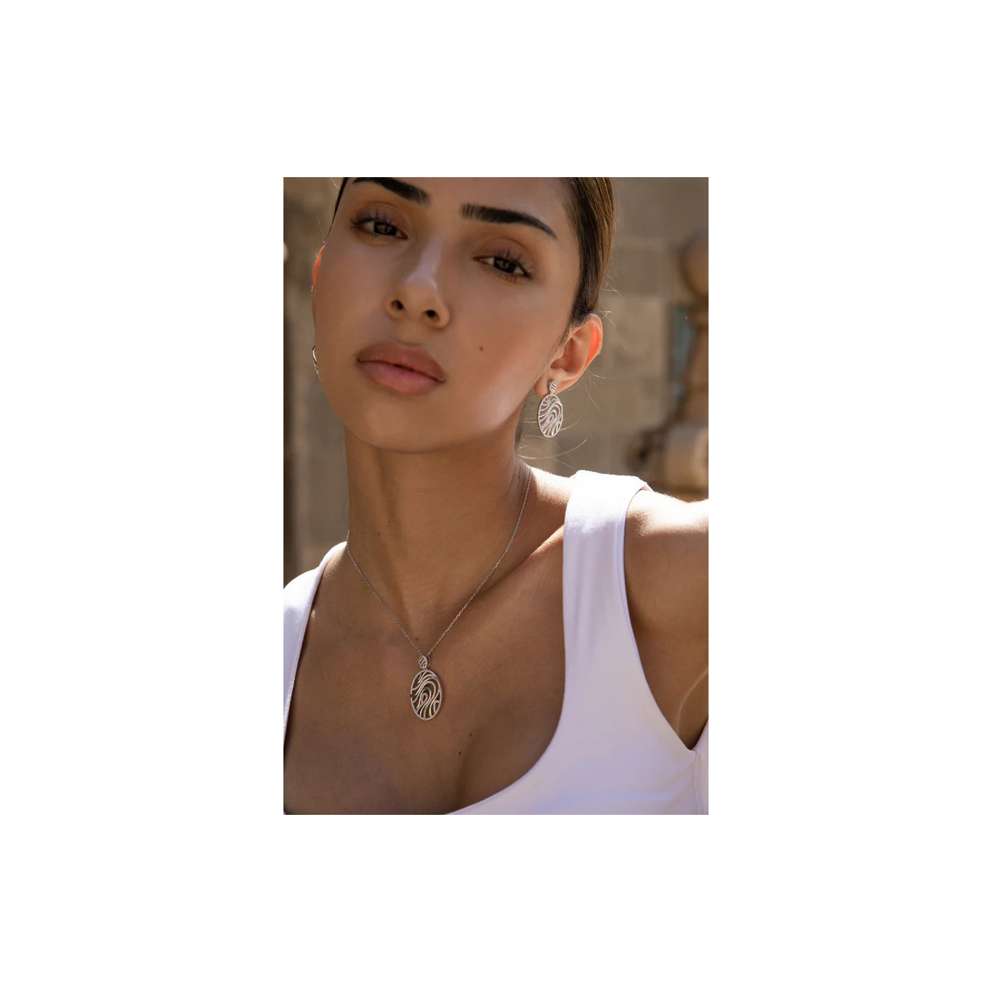 Silver oval earrings