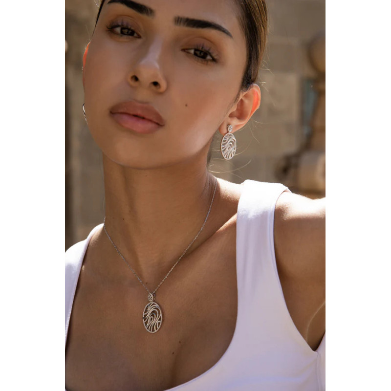 Silver oval earrings