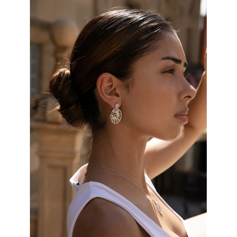 Silver oval earrings