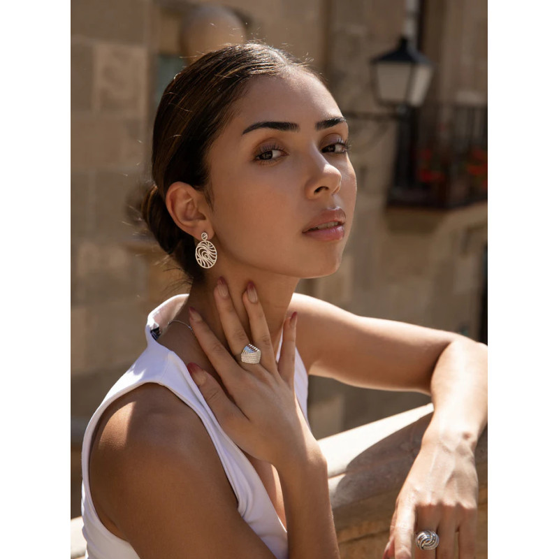 Silver oval earrings