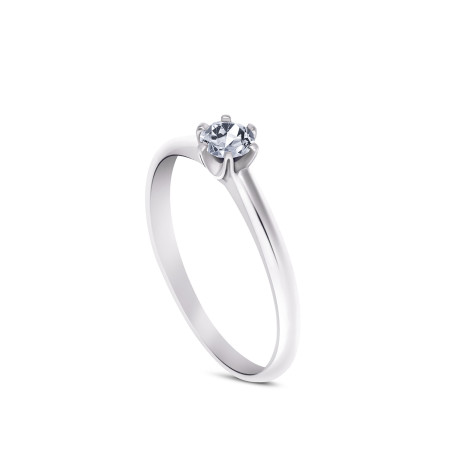 585 White Gold Diamond Ring - 0,24 ct