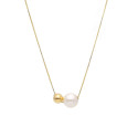 Gold necklace with a pearl and a gold bead