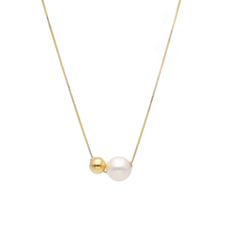 Gold necklace with a pearl and a gold bead
