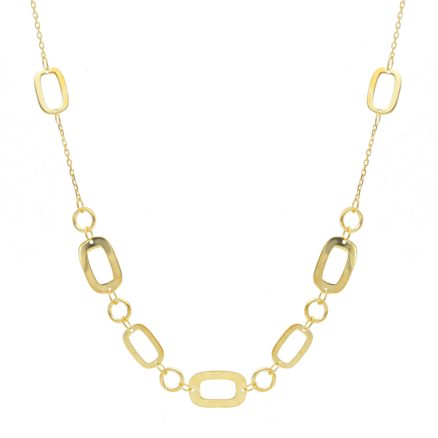 Gold necklace with geometric elements