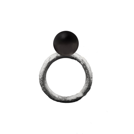 JOSEI - silver amber ring -Maciej Rozenberg