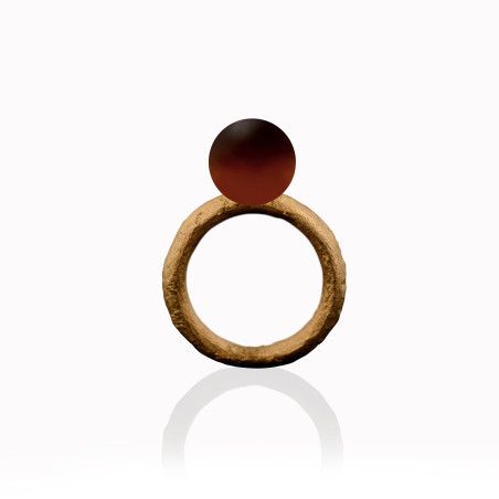 JOSEI - silver cherry amber ring -Maciej Rozenberg