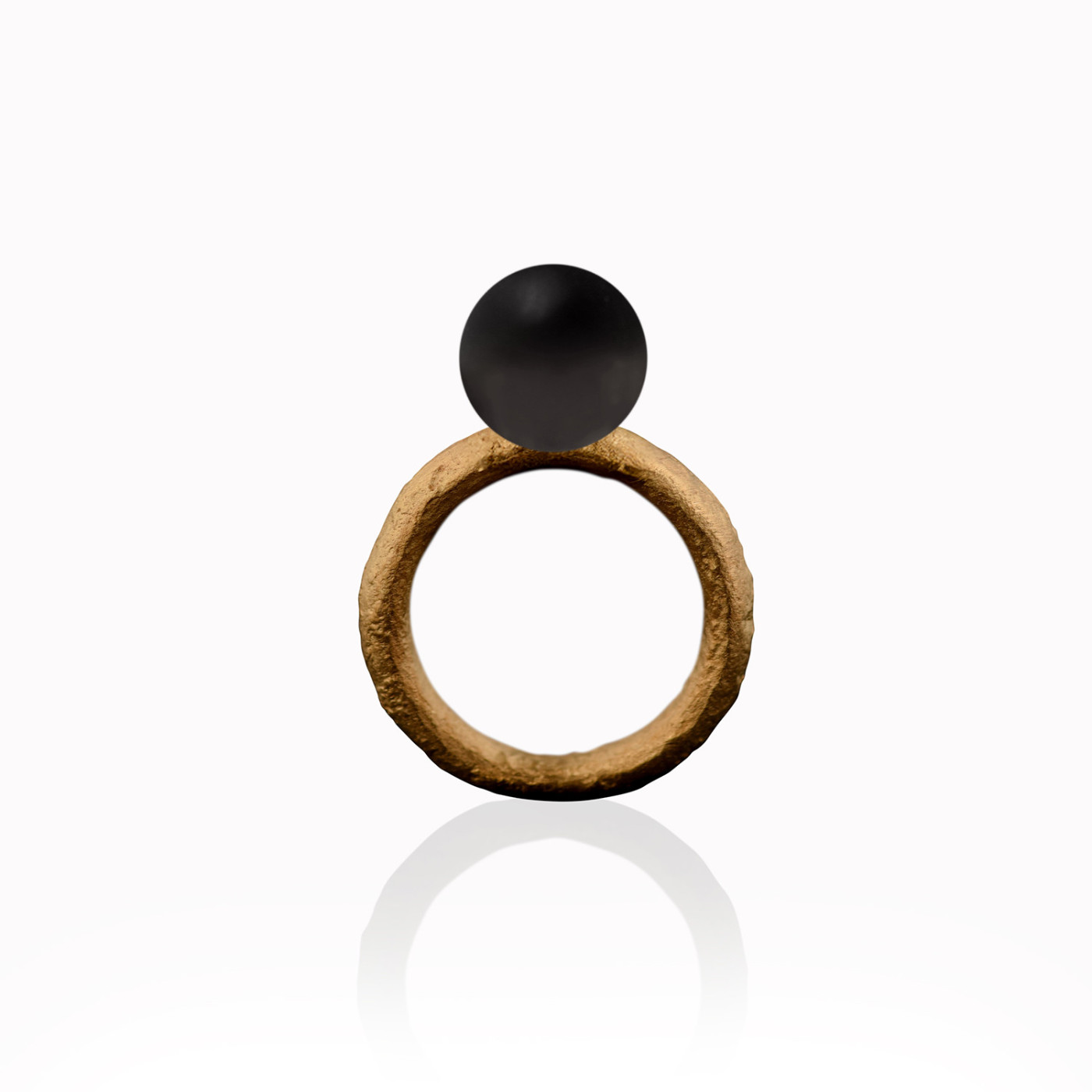 JOSEI - silver black amber ring -Maciej Rozenberg