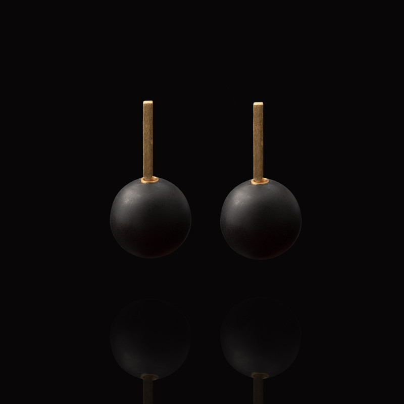 JOSEI - silver cherry amber earrings - Maciej Rozenberg