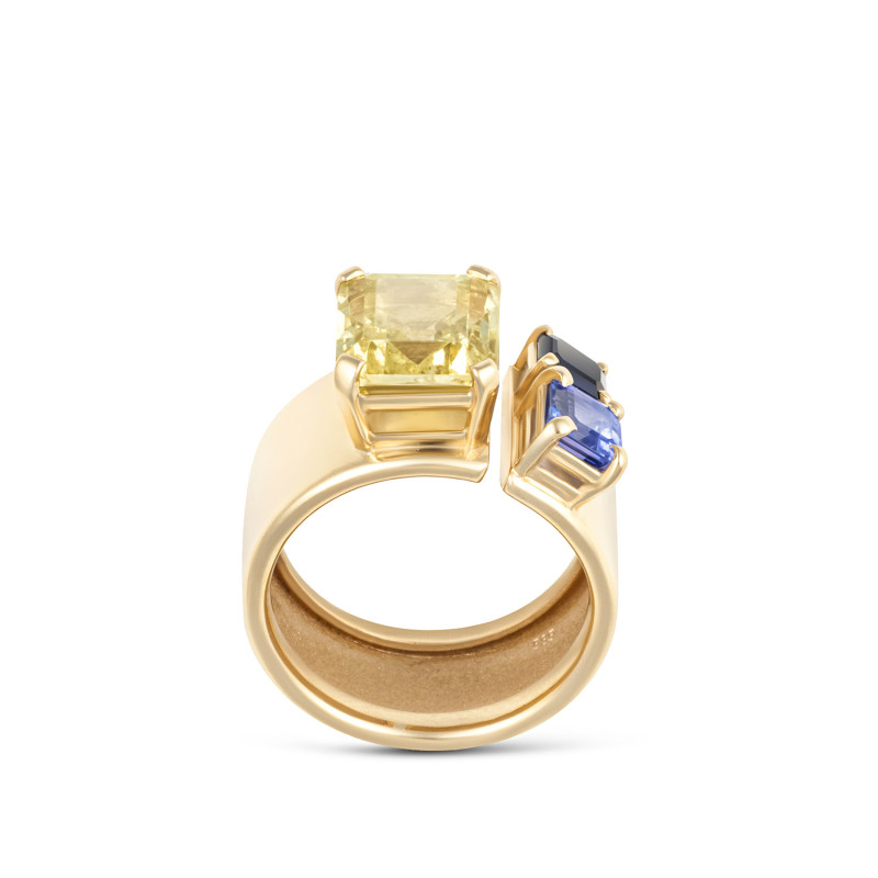 Handcrafted Gold Ring with Natural Gemstones